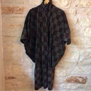 Women's Vintage Brown Checkered Kimono Style Jacket